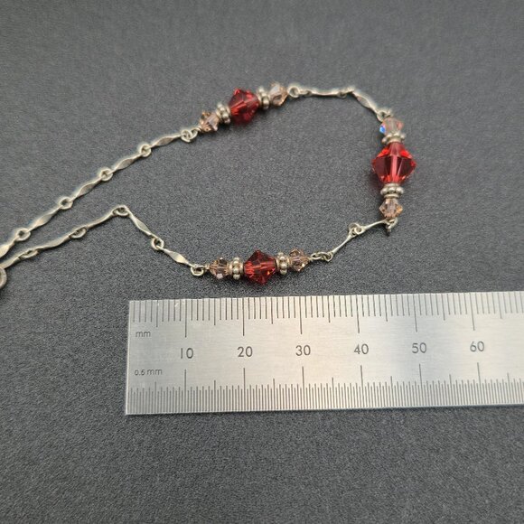 16 Inch Sterling Silver Simple Crystals And Chain Necklace A6407 - Picture 5 of 6